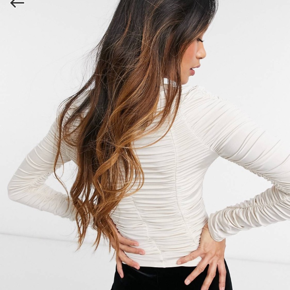 NWT &Other Stories Ruched Long Sleeve in Off-White
